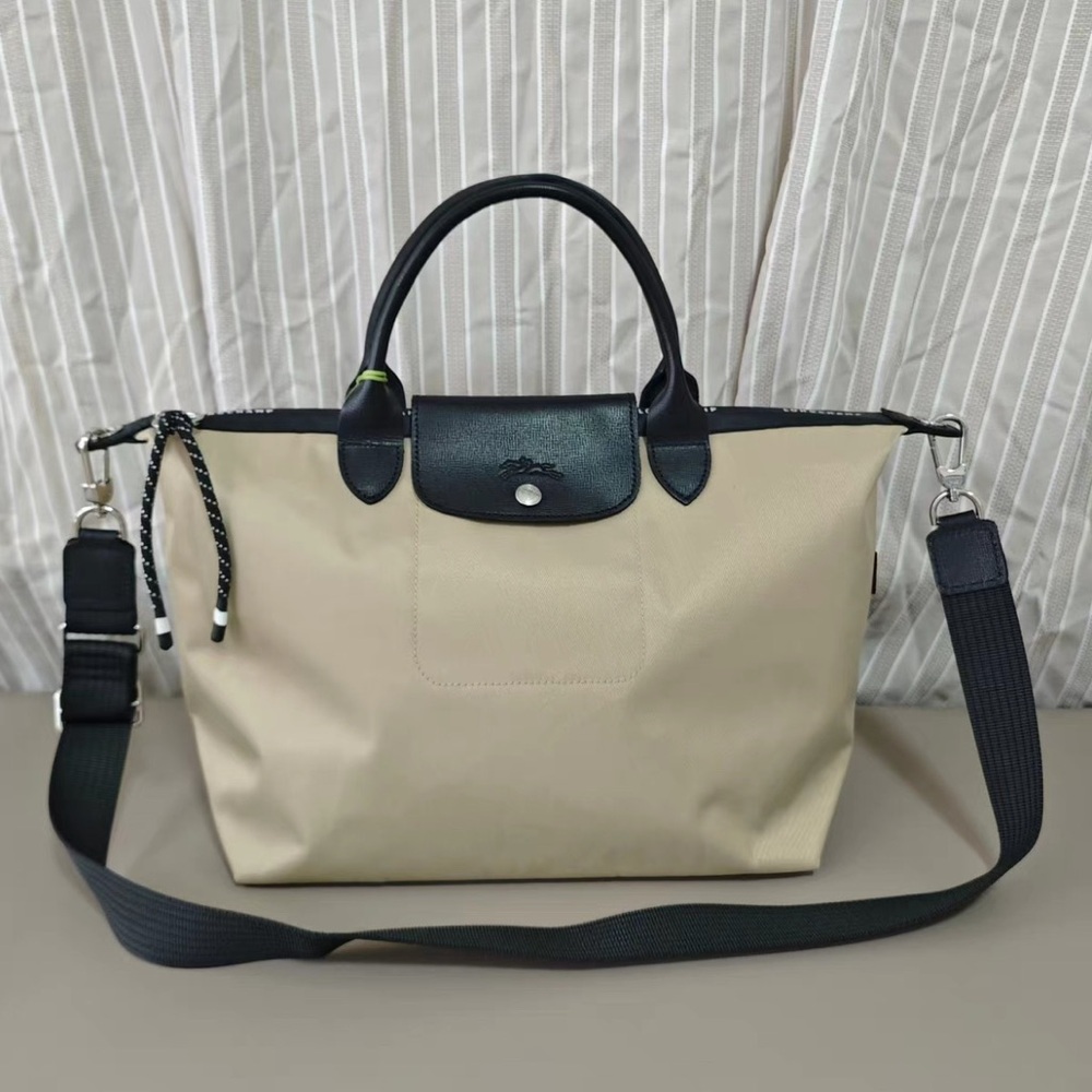 Longchamp Classic Beige and Black Shoulder Bag